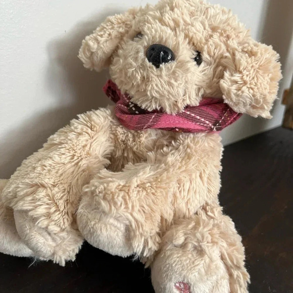 Dressbarn Breast Cancer Dog Plush Skye Pink Plaid Scarf Soft Stuffed Toy 8" 2010 - Picture 3 of 4